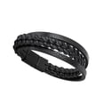 thumbnail image 4 of Pulsera de cuero PU Yinane Pulsera casual apilable para novio Hombres Negro, 4 of 8