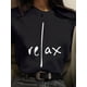 thumbnail image 1 of Relax Print Crew Neck T-Shirt, Casual Short Sleeve Top For Spring & Summer, Women's Clothing Tee For adult, Men, Women, Teen, Teenager, adolescent, Youth, 1 of 5