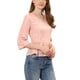 thumbnail image 4 of Blusa de encaje sólida de manga larga con cuello en V para mujer Inspire Chic, peplum, XL, rosa, 4 of 6