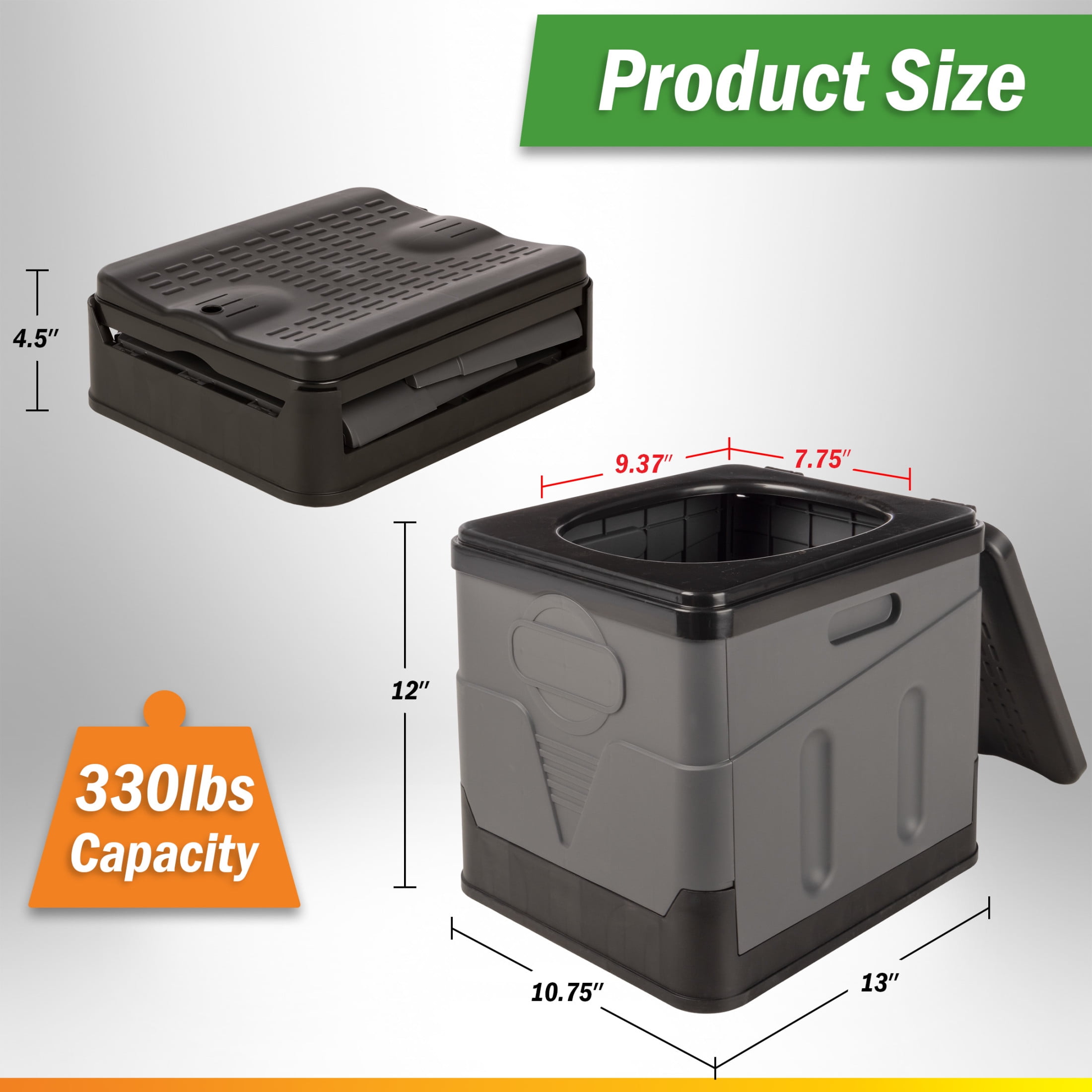 Wakeman Outdoors Portable Toilet for Adults, 330lb Capacity Camping Toilet