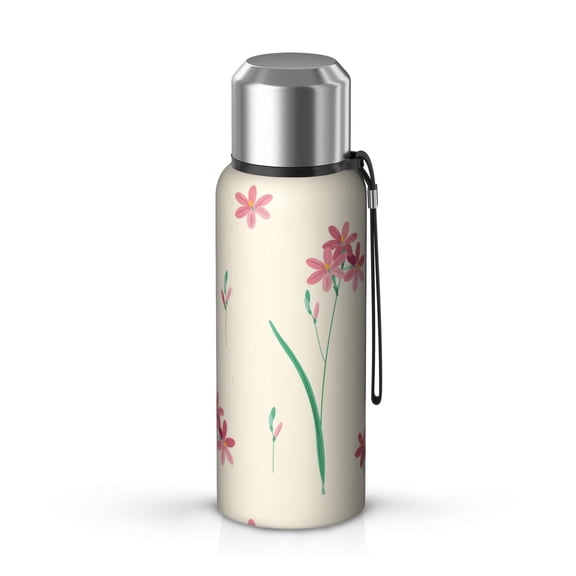Floral 20oz Stainless Steel Thermal Bottle with Tea Filter and Cup Lid, Vacuum Insulated Coffee Mug with 316L Inner Liner, Leakproof Travel Thermos for Office,Thanksgiving,Christmas, Spring,Flower