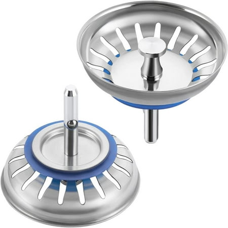 

Sink Strainer Plug Kitchen Waste Stopper Stainless Steel Sink Plug Basket 2 Pack