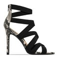 thumbnail image 6 of Criss Cross Patchwork High Heels Sandals (Black, 5), 6 of 7