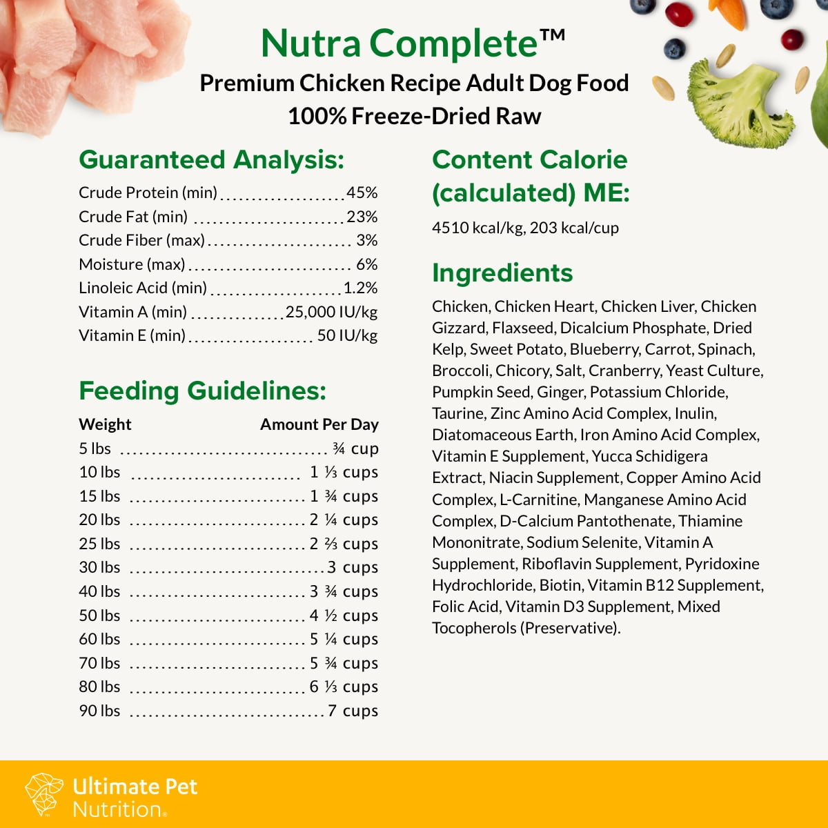 Ultimate Pet Nutrition Nutra Complete Premium Chicken Freeze-Dried Raw Dog Food 48 oz.