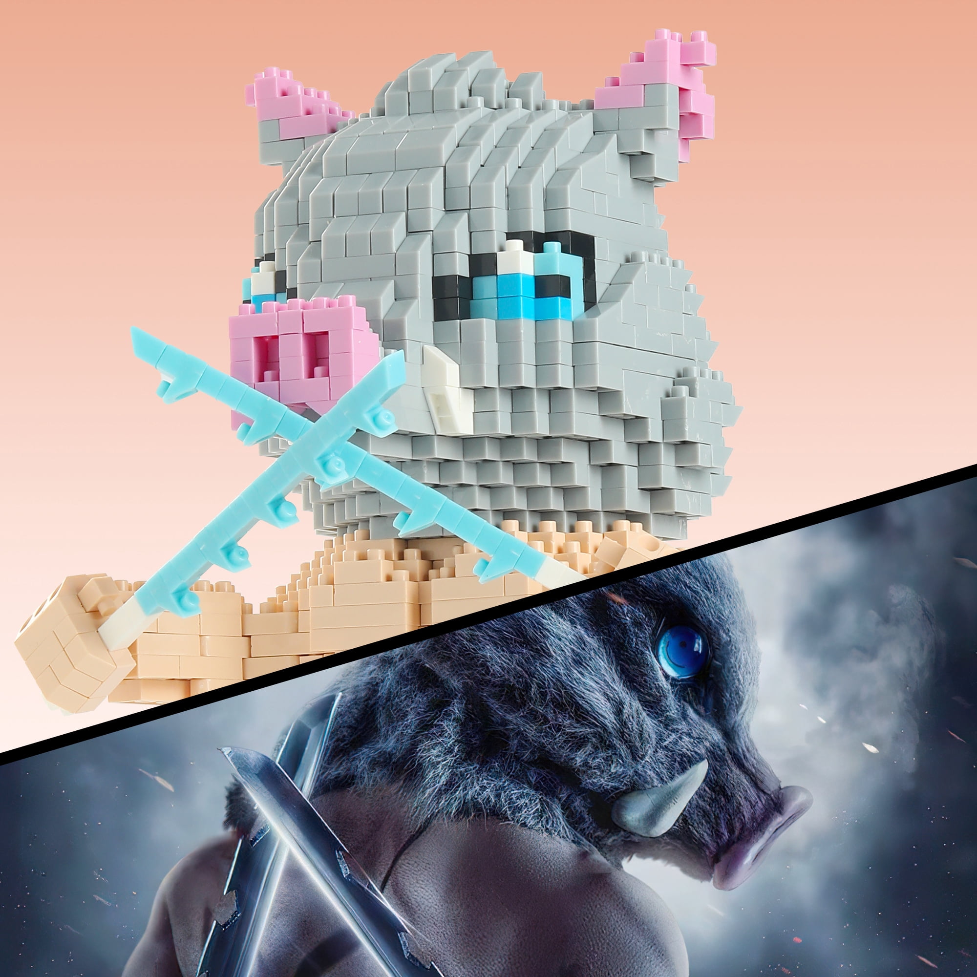 MACTANO Anime Demon Figure Micro Mini Building Set Slayer Inosuke Building Kit Plastic Toy for Kid