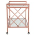 thumbnail image 5 of Merrick Lane Rolling Bar Cart Contemporary Kitchen Serving Cart with Mirrored Bottom Shelf and Crisscross Rose Gold Metal Frame, 5 of 6