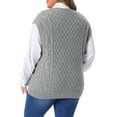 thumbnail image 3 of Agnes Orinda Women's Plus Size Tops V Neck Sleeveless Sweater Ribbed Knit Solid Casual Pullover Sweaters Vest 1X Gray, 3 of 5