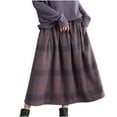 thumbnail image 2 of DailyTrove Women's Fall And Winter Elastic High-Waisted Plaid Midi A-Line Plaid Skirt, 2 of 6