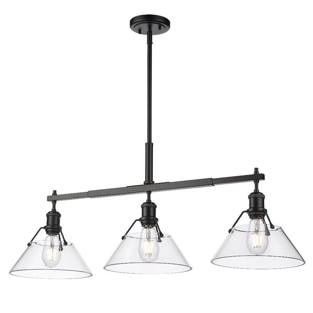 Golden Lighting - Suspension Linéaire Orwell-Mat Noir Fini-Couleur Claire -