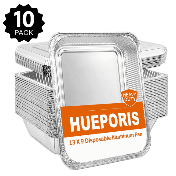 9x13 Aluminum Pans with Lids, 10 Pack Disposable Foil Pans for Ovens, Baking, Roasting, Cooking, Heating, Storing, Chafing, Food Prepping & Aluminum Trays
