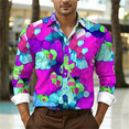 thumbnail image 1 of Camisa informal con estampado floral para hombre, transpirable, para exteriores, calle, suave y cómoda, para uso diario, camisa de otoño con solapa, top de gran tamaño, 1 of 6