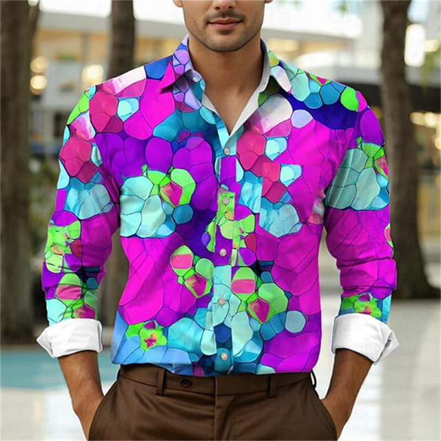 Camisa informal con estampado floral para hombre, transpirable, para exteriores, calle, suave y cómoda, para uso diario, camisa de otoño con solapa, top de gran tamaño