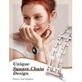thumbnail image 6 of Wearlizer Metal Band Compatible with Samsung Galaxy Watch 9/8 40mm 44mm & Watch 8 Classic 46mm, Dressy Stainless Steel Chain Bracelet Band for Women, No Gap Adjustable Strap, 6 of 7