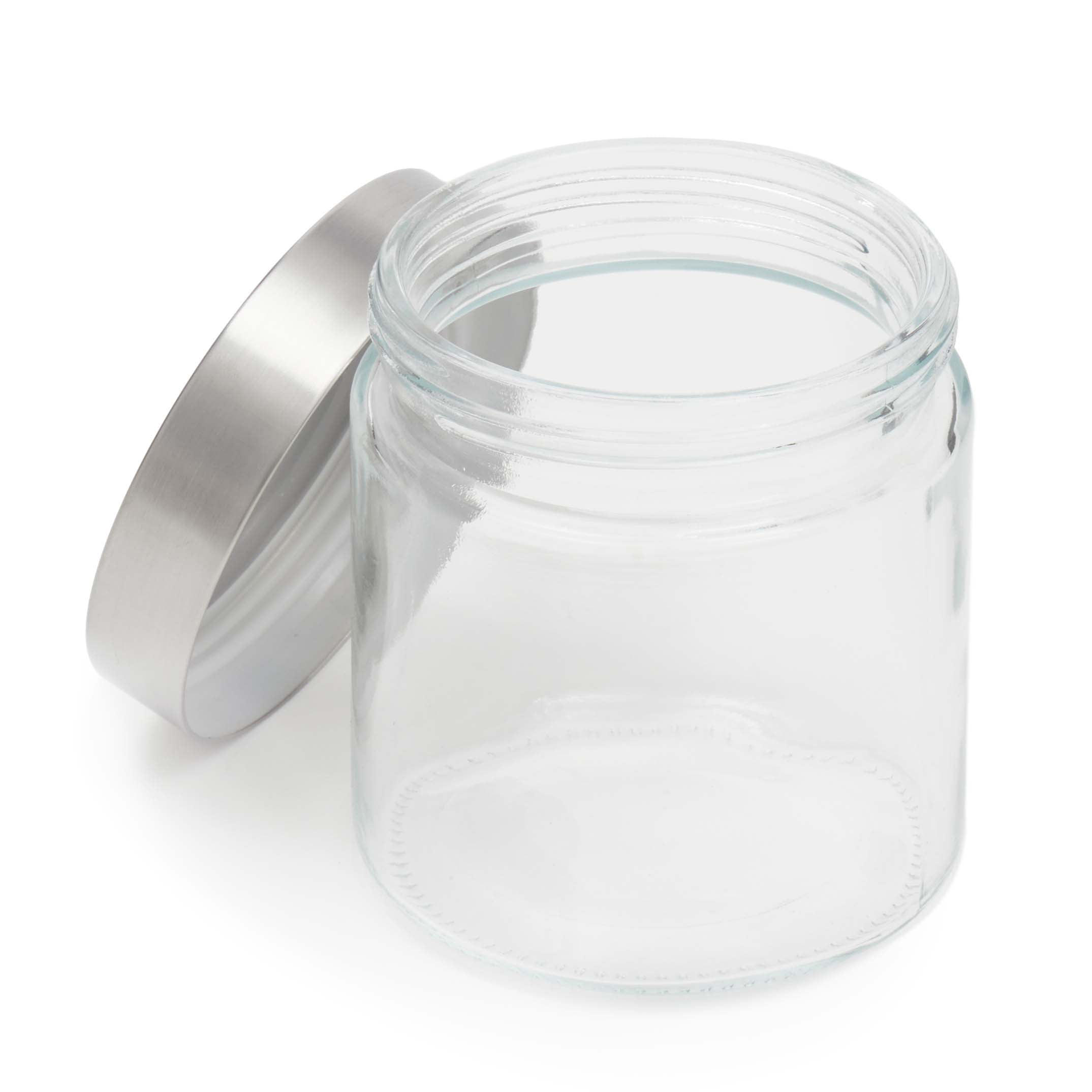 Home Basics 25 oz. Small Round Glass Canister With Stainless Steel Lid  HDC64117 - The Home Depot
