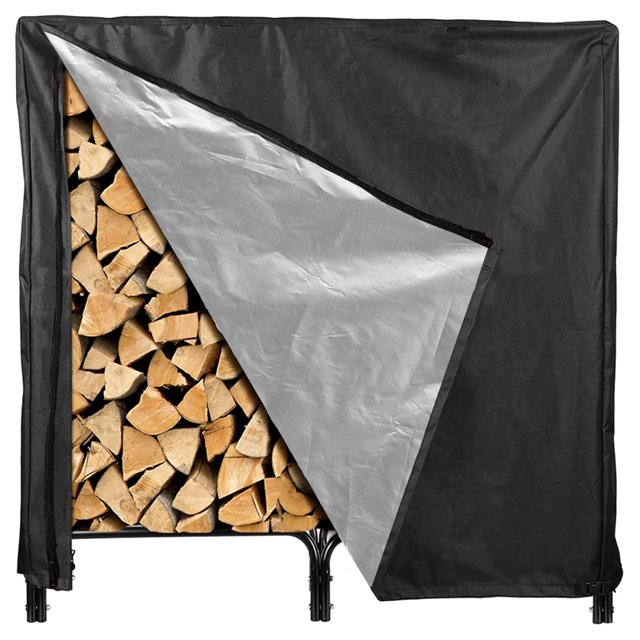 Muyoka Cubierta para estante de leña 210D Oxford PVC Cubierta impermeable para estante de troncos con bolsa de transporte Soporte de pila de madera seca duradera Cubierta de lona de almacenamiento par Muyoka Hogar