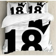 thumbnail image 3 of 18th Birthday Duvet Cover Set Twin Size, Cartoon Soccer Jersey Seem Bold 18 Number Party Sports Playing Art Print, Decorative 2 Piece Bedding Set with 1 Pillow Sham, Black and White, by Ambesonne, 3 of 3