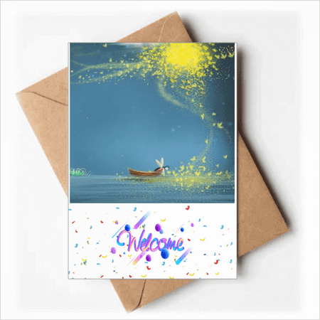 Silent Night Light Boat Fairy Fuying Painting Welcome Back Greeting Cards Envelopes Blank