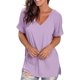 thumbnail image 4 of Pntutb - Camiseta de manga corta para mujer, cómoda, informal, cuello en V, color sólido Pntutb Pntutb-794, 4 of 7