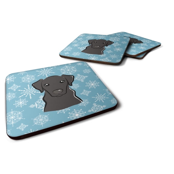 Carolines Treasures BB1669FC Snowflake Black Labrador Foam Coaster Set of 4 3 1/2 x 3 1/2 multicolor