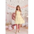 thumbnail image 6 of Arshiner Girls' Summer Sundress Floral Boho Spaghetti Strap Ruffled Tiered Midi Dresses Casual Cami Dress, 6 of 8