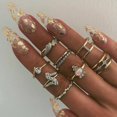 thumbnail image 1 of Conjunto de anillos de dedo de flor de rosa Bohemia para mujer, anillo de cadena de nudillos geométricos de cristal, joyería de moda femenina, 1 of 4