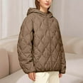 thumbnail image 6 of jtjvou Quilted Jackets for Women Zip Up Hooded Winter Coats Lightweight Loose Puffer Padded Outerwear with Pockets Coffee L, 6 of 7