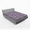 thumbnail image 2 of Ambesonne Asian Floral Fitted Sheet, Grunge Ornaments Roses, Queen Size, Blue Violet Dried Rose, 2 of 5