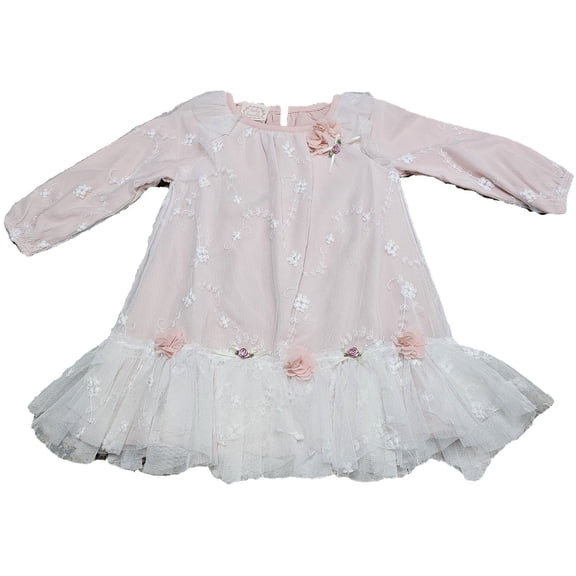 Biscotti Baby Girls Embroidered-Mesh Dress Ivory Size: 24 Months