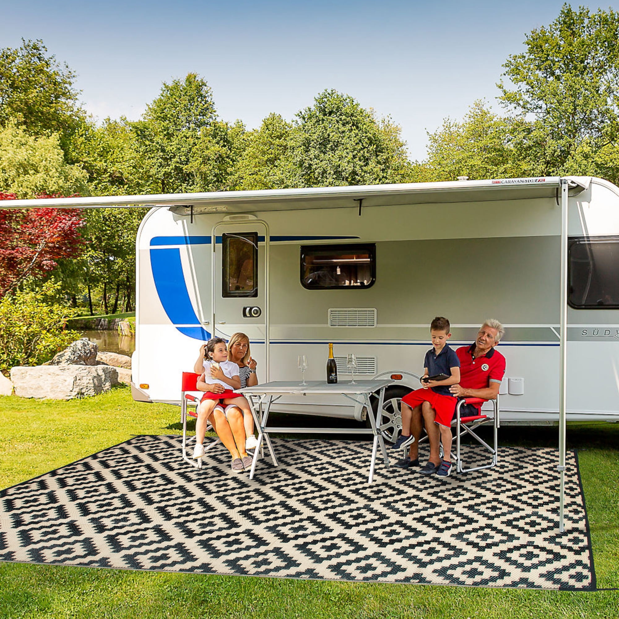Flngr Outdoor Rug,6'x 9'Outdoor Plastic Straw Rug, Waterproof Outdoor Patio Rug for Picnic,Camper,Balcony,Porch