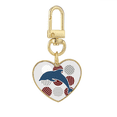 thumbnail image 1 of Dolphin Circle Cartoon Illustrate Gold Heart Keychain Metal Keyring Holder, 1 of 3