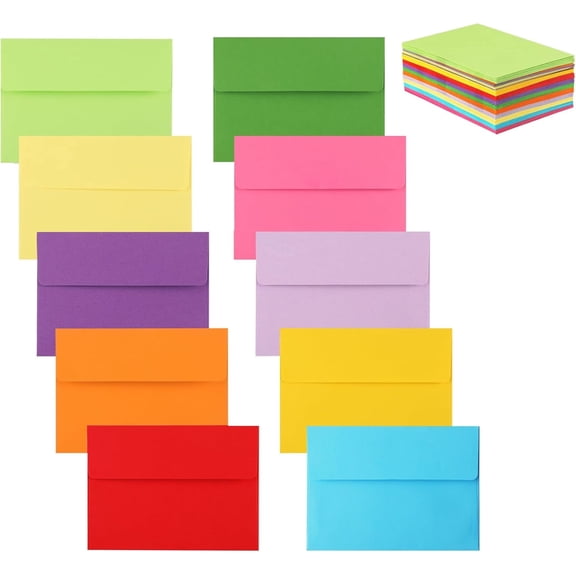 4x6 Envelopes Self Seal A6 Invitation Envelopes (100 Count, 10 Assorted Colors) - 6.5" x 4.75", Peel & Seal, for Invitations, Weddings, Parties, Photos, RSVP Cards