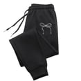 thumbnail image 4 of Womens Sweatpants Bow Print Straight Leg Pants Loose Fit Drawstring High Waist Sweatpants Casual Black L, 4 of 4