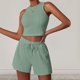 thumbnail image 3 of Trajes De Verano De 2 Piezas Conjunto de pantalones cortos de 2 piezas para damas Estilo casual Chaleco sin mangas Pantalones cortos Traje deportivo Ygjytge Verde S para Mujer, 3 of 7