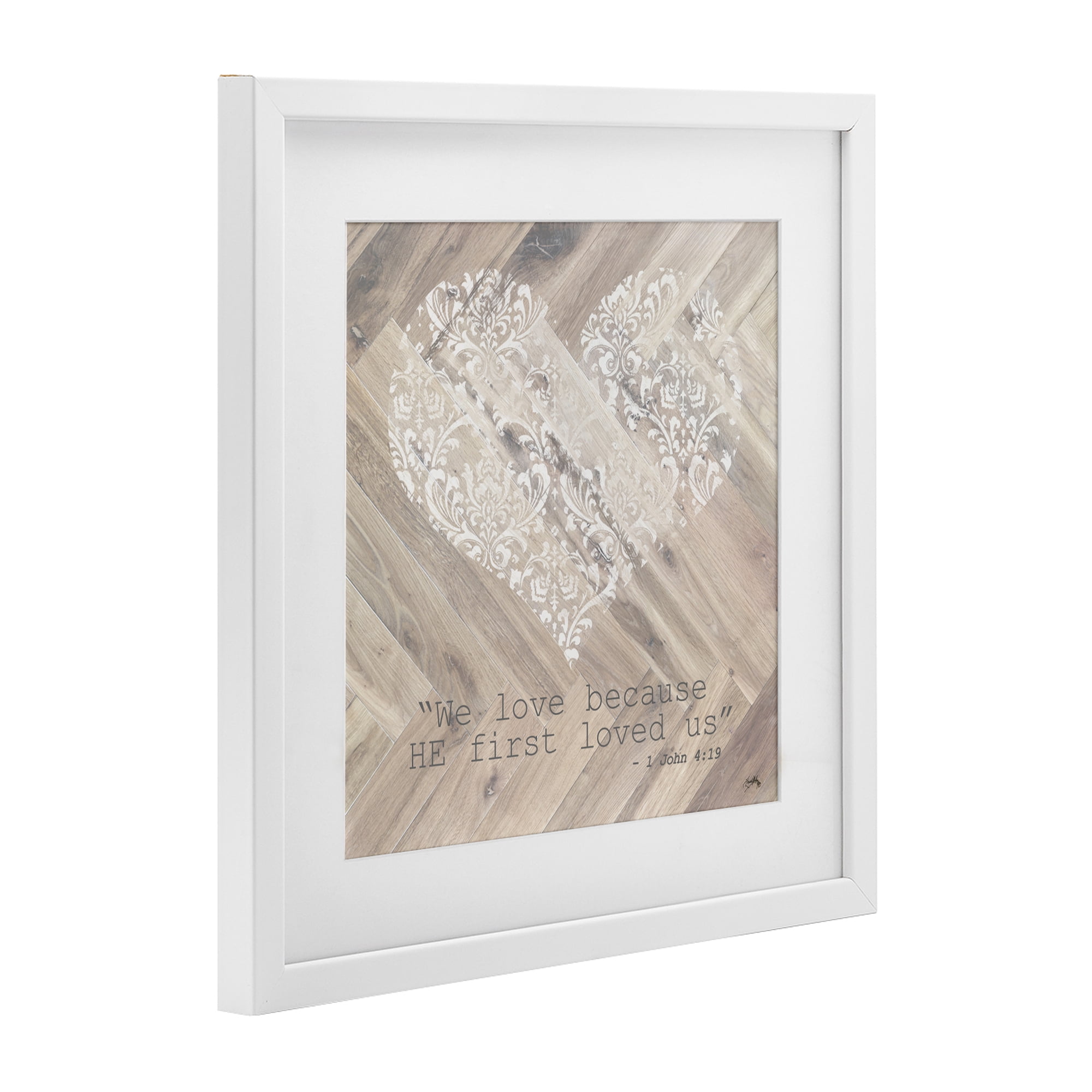 Stupell Industries He Loved Us First White Framed Print Under Glass, design by Elizabeth Medley