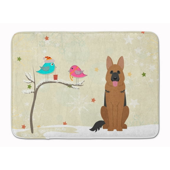 Christmas Presents between Friends German Shepherd Machine Washable Memory Foam Mat