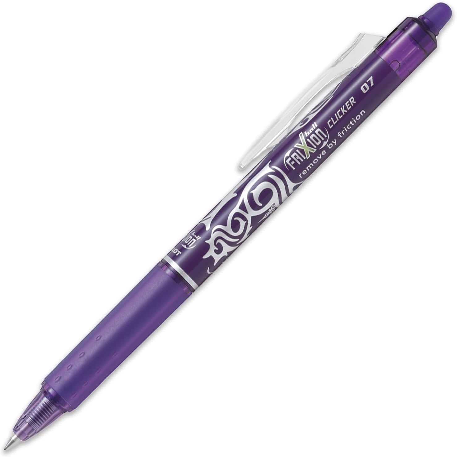 Pilot FriXion Clicker Fine Erasable Rollerball Pen - Retractable 0.7mm Nib - Wallet of 5 - Essentials - Black, Blue, Red, Green, Violet