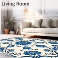 thumbnail image 2 of ODIKA 2'x3' Machine Washable Non-Slip Area Rug, Heritage Garden Scrollwork with Elaborate Fleur Motifs High Traffic Rug with Pad, Blue, 596475, 2 of 8