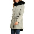 thumbnail image 4 of INSPIRE CHIC Women's Hooded Vegan Down Faux Fur Mid Length Parka Jacket Gray S, 4 of 6