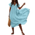 thumbnail image 1 of ZANZEA Femmes Robe Longue V-Cou Manches Courtes Solides Robes Maxi Décontractées, 1 of 5