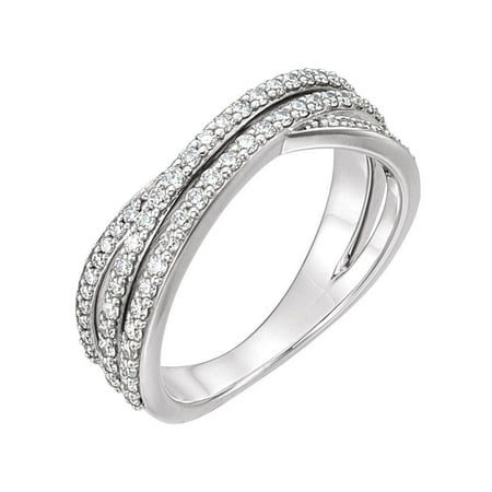 Jewelplus - 14k White Gold 5/8 Ct Diamond Criss-Cross Ring - Walmart.com