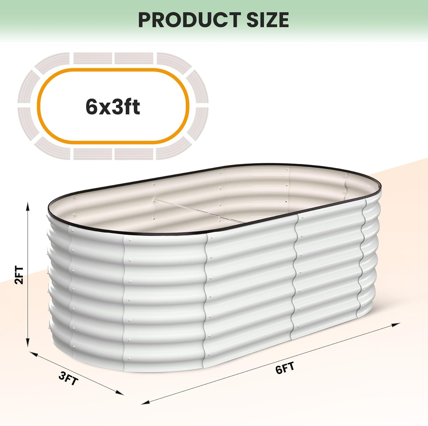 ChaoLink 6x3x2ft Galvanized Raised Garden Bed with Open-Ended Base, Outdoor Metal Planter Box