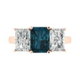 thumbnail image 2 of 4.0ct emerald cut natural london blue topaz 14k rose gold 3 stone Bridal Wedding Engagement Promise Anniversary Ring for Women size 4.75, 2 of 7
