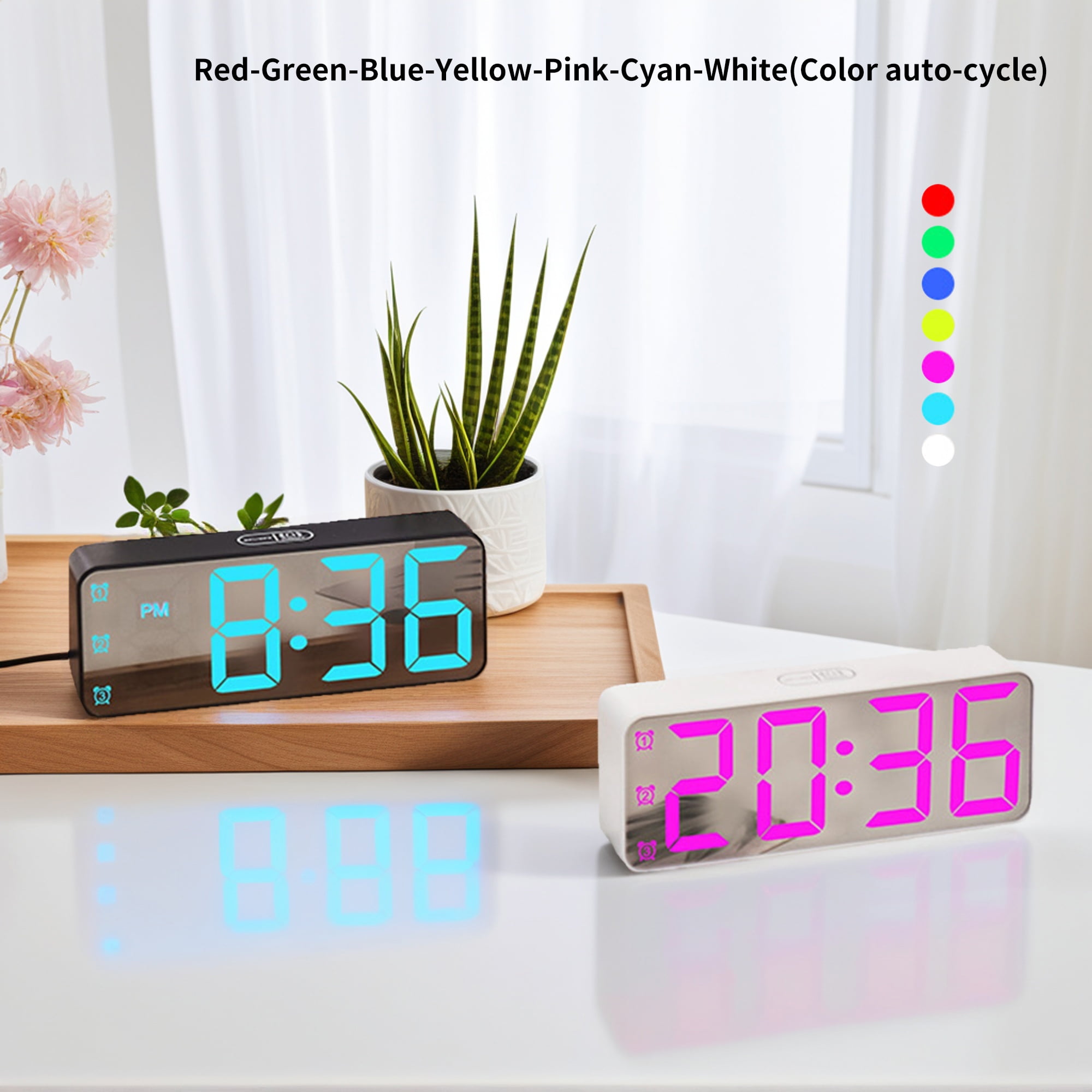 Unique Bargains Alarm Clock Black Housing and Yellow Light 5.5"L x 1.2"W x 2.2"H