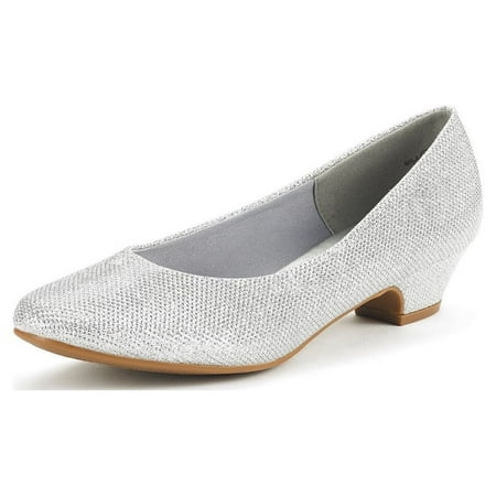 

Omagie Women Fashion Heel Pump Shoes Low Chunky Slip On Round Toe Shoes Comfort Pumps for Work Mila