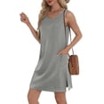 thumbnail image 4 of Sun Dresses for Women 2025 Vacation Sping Summer Casual Sundresses Women's Hawaiian Beach Eyelet Dress with Pockets, 4 of 6