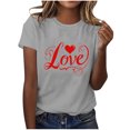 thumbnail image 4 of HaoXianJian Valentine's Day Shirt for Women Heart Print Short Sleeve Crew Neck Sweat Shirts Loose Fits Letter Print Graphic Pullover Tee Tops Casual Girl Friend Gift T Shirt Size 2X 3X, 4 of 5