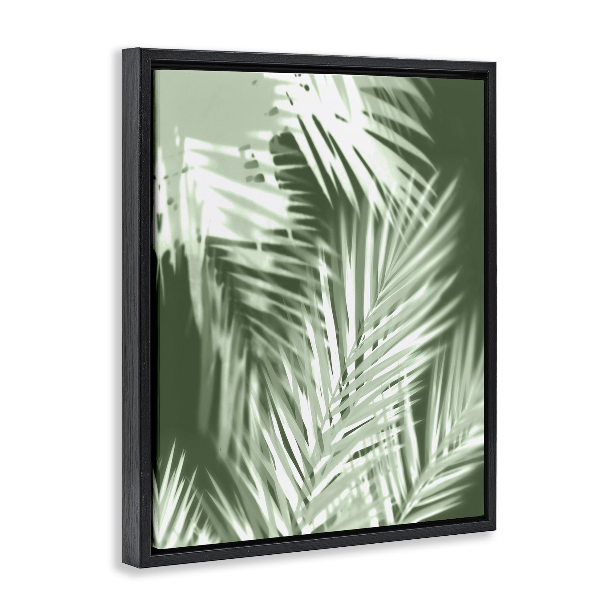 Stupell Industries Abstract Palm Leaves Botanical & Floral Painting Black Floater Framed Art Print Wall Art, 17 x 21