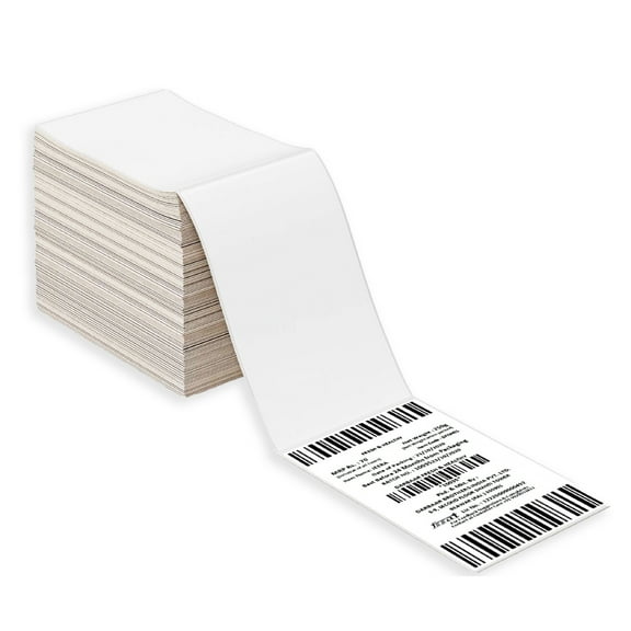 MMBM Fanfold Direct Thermal Labels, 4x6 Inch, 2 Stacks, 2000 Labels/Stack, Perforated, Works with Rollo, Fargo, Elton, Datamax, Intermec, NEX and other Label Printers