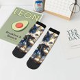 thumbnail image 5 of Salouo Exotic Blue Cat Pattern Unisex Middle Tube Socks,Middle-Finger Knee High Socks Over The Calf Tube Stocking Crew Stockings for Women and Men Tube Socks, 5 of 8
