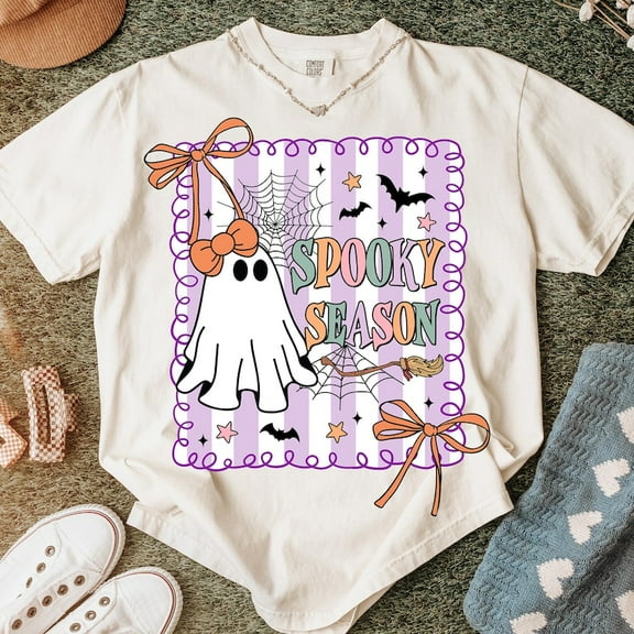 Coquette Spooky Season Shirt, Preppy Halloween Ghost Shirt, Retro Halloween Shirt, Cute Witchy Bats Shirt, Girly Fall Pumpkin Shirt